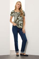 LTS Tall Green Paisley Square Neck Top | Long Tall Sally 1