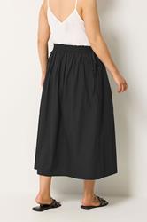 YOURS Plus Size Black Poplin Midi Skirt | Yours Clothing 2