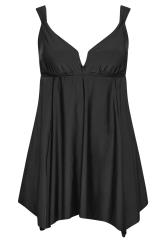 YOURS Plus Size Black Knotted Strap Hanky Hem Swim Dress | Yours Clothing 7