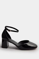 Black Patent Block Mary Jane Heels In Extra Wide EEE Fit | Yours Clothing 2