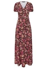 LTS Tall Chocolate Brown & Berry Red Floral Wrap Maxi Dress