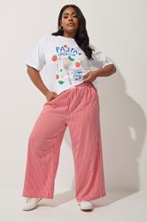 LIMITED COLLECTION Plus Size Red Stripe Boxer Waist Trousers | Yours Clothing 3