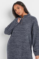YOURS Plus Size Blue Soft Touch Zip Jumper Dress | Yours Clothing 4