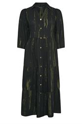 EVANS Curve Black Smudge Print Tiered Maxi Dress