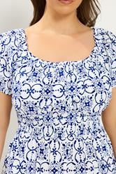 YOURS Plus Size White Floral Poplin Bardot Dress | Yours Clothing 4