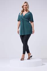 YOURS LONDON Plus Size Teal Blue Knot Detail Front Top | Yours Clothing 1