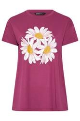 YOURS Curve Pink Studded Daisy T-Shirt