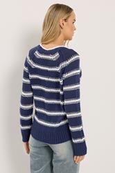 LTS Tall Navy Blue & White Stripe Knit Jumper | Long Tall Sally 2
