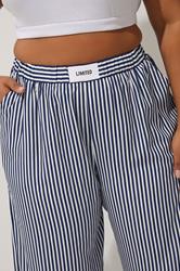 LIMITED COLLECTION Plus Size Navy Blue Stripe Boxer Waist Trousers | Yours Clothing 5