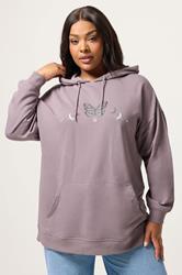 YOURS Plus Size Mauve Purple Celestial Hoodie | Yours Clothing 3