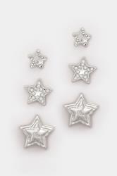 YOURSET 3 PACK Silver Tone Stud Stud Earrings | Yours Clothing  3