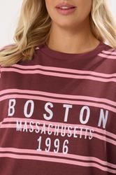 YOURS Plus Size Red 'Boston' Slogan Stripe Sweatshirt | Yours Clothing 4