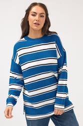 YOURS Plus Size Blue Stripe Knitted Jumper | Yours Clothing 3
