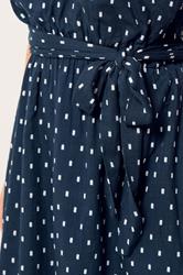 M&Co Navy Blue Dobby Tie Waist Cotton Midi Dress | M&Co 5