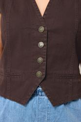 YOURS Plus Size Chocolate Brown Denim Waistcoat | Yours Clothing 4