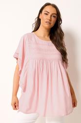 YOURS Plus Size Pink Crochet Detail Blouse | Yours Clothing 3