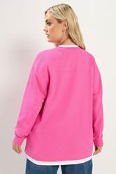 YOURS Plus Size Pink 2-In-1 Crew Neck Sweatshirt | Yours Clothing 2
