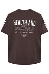 YOURS ACTIVE Plus Size Chocolate Brown 'Health & Wellness' T-Shirt | Yours Clothing 8