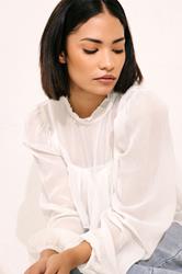 PixieGirl Petite Women's Ivory White Chiffon Frill Blouse | Long Tall Sally 6