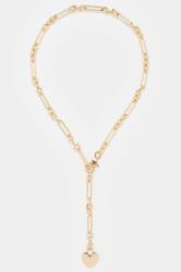 Gold Tone Link Heart Charm Necklace | Yours Clothing 3