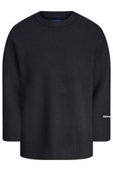 JACK & JONES Big & Tall Black Crew Neck Knit Jumper