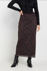 LTS Tall Burgundy Red Mesh Abstract Maxi Skirt | Long Tall Sally 1