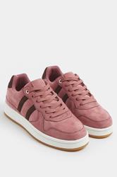 Pink & Brown Padded Lace Up Trainers In Wide E Fit