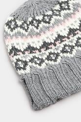 Grey Fairisle Beanie Hat | Yours Clothing 2