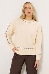 LTS Tall Ivory White Stitch Detail Jumper | Long Tall Sally 3