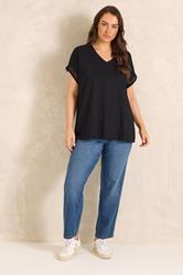 EVANS Plus Size Black Crochet Trim T-Shirt | Evans  2