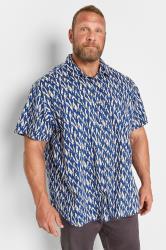 JACK & JONES Big & Tall Plus Size Blue Animal Print Short Sleeve Shirt | BadRhino  2