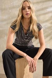 LTS Tall Chocolate Brown Striped Cowl Neck Top | Long Tall Sally 3