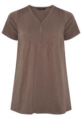 EVANS Curve Mocha Brown Henley Top