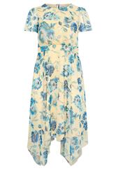 YOURS LONDON Curve Yellow Floral Ruffle Hem Dress