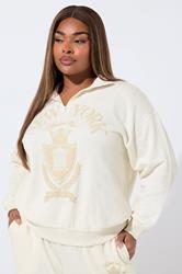 LIMITED COLLECTION Plus Size Cream 'New York' Quarter Zip Sweatshirt | Yours Clothing 3