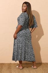 YOURS Plus Size Black & White Floral Wrap Maxi Dress | Yours Clothing 2
