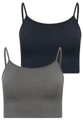 PixieGirl Petite Women's 2 PACK Grey Ribbed Bralette Top | PixieGirl 7