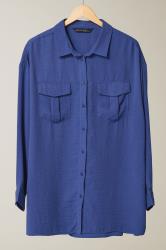 EVANS Curve Cobalt Blue Long Sleeve Utility Shirt