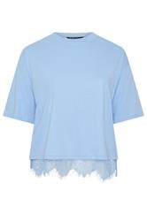 LIMITED COLLECTION Curve Light Blue Oversized Lace Hem T-Shirt