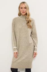 LTS Tall Beige Brown Contrast Trim Jumper Dress | Long Tall Sally 3