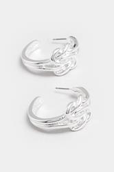 Silver Tone Knot Hoop Earrings | Yours Clothing 2