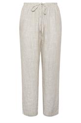 YOURS Plus Size White Striped Linen Tie Front Trousers | Yours Clothing 8