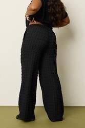 YOURS Plus Size Black Bubble Textured Wide Leg Trousers | Yours Clothing 2