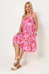 YOURS Plus Size Pink Mixed Shell Print Dress | Yours Clothing 2