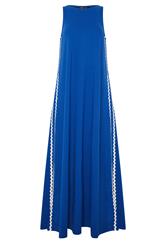 LTS Tall Blue Swirl Trim Cotton Sleeveless Midi Dress