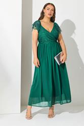 YOURS LONDON Plus Size Green Lace Wrap Maxi Dress | Yours Clothing 3
