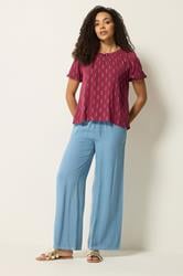 M&Co Berry Red Foil Detail Blouse | M&Co 2