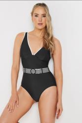 LTS Tall Women's Black Monochrome Belted Swimsuit | Long Tall Sally 1
