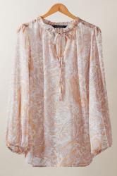 EVANS Curve Pink Paisley Print Tie Neck Blouse