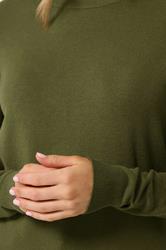 LTS Tall Women's Khaki Green Knitted Crew Neck Jumper | Long Tall Sally 4